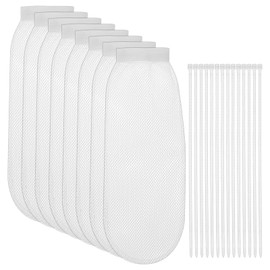 32-Piece Lint Trap and Cable Ties Set for Washing Machine, Lint Traps for Washing Machine Hose and Cable Ties Set Includes 8 Nylon Mesh Lint Traps and 24 Cable Ties, Fits Most Washing Machines, White