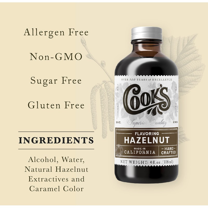 Cook's, Pure Hazelnut Flavor, Perfect for Baking and Cooking, Certified