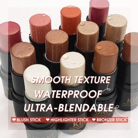 LSxia 2 Pcs Cream Blush Sticks - Natural & Matte, Lightweight, Blendable Makeup Kit - Shimmer Blush (#01 Pink, #04 Fuchsia)