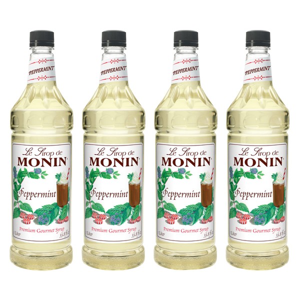 Monin - Peppermint Syrup, Cool Tingle of Candy Cane, Natural