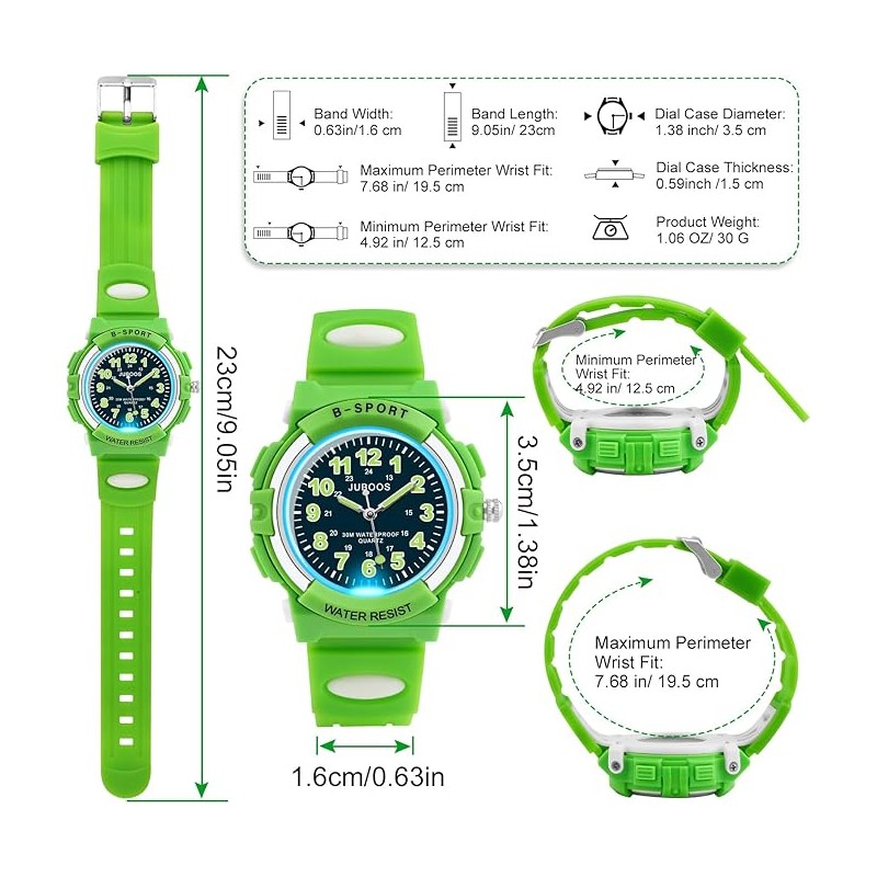 Juboos Kids Watch Analog for Boys Girls, Childrens Waterproof Soft