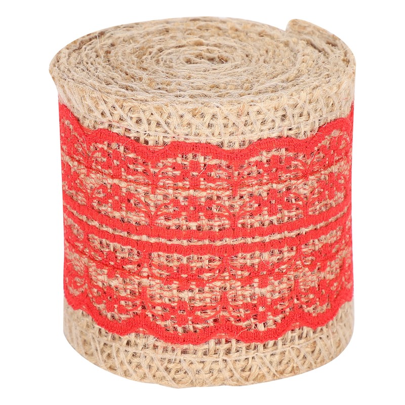 5Pcs Burlap Ribbon Lace Linen Roll Jute Belt DIY Hand