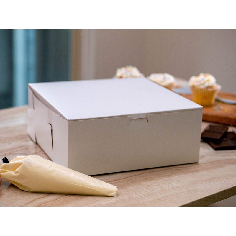 SCT White One-Piece Non-Window Bakery Boxes, 9 x 9 x