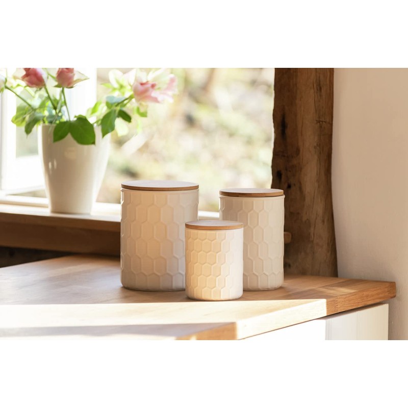WENKO Maya Storage Tin Made of High-Quality White Ceramic with