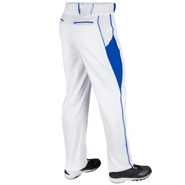 CHAMPRO Triple Crown OB2 Open-Bottom Loose Fit Baseball Pants with Adjustable Inseam and Reinforced Sliding Areas, White,Royal, X-Large