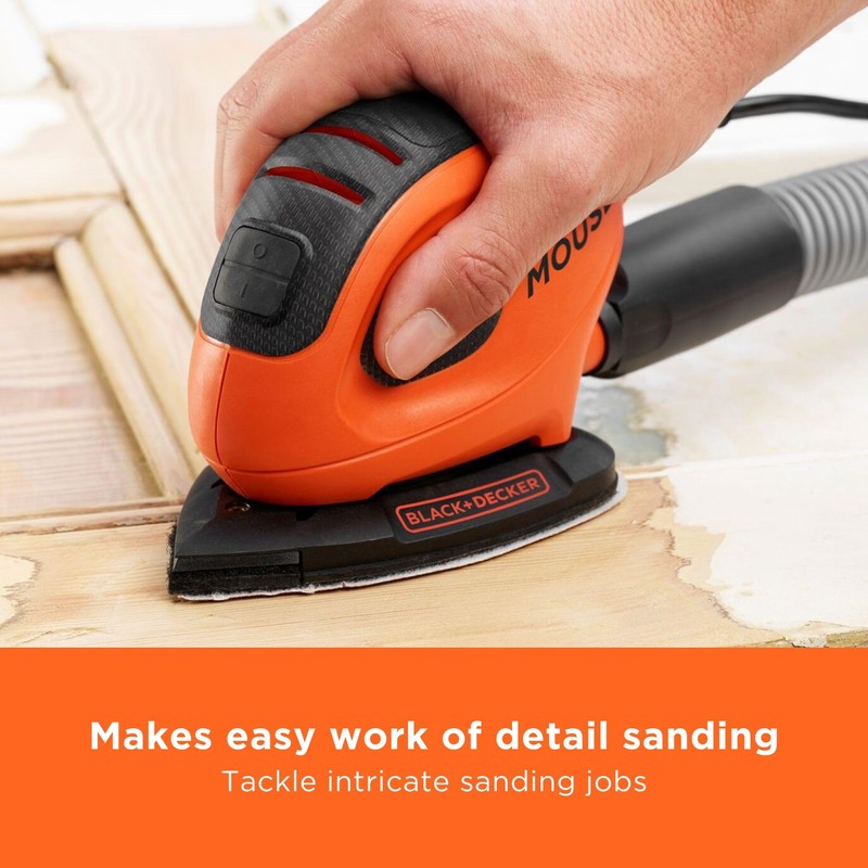 BLACK+DECKER BLACK+DECKER Mouse 55W Detail Sander with 6 Sanding Sheets,
