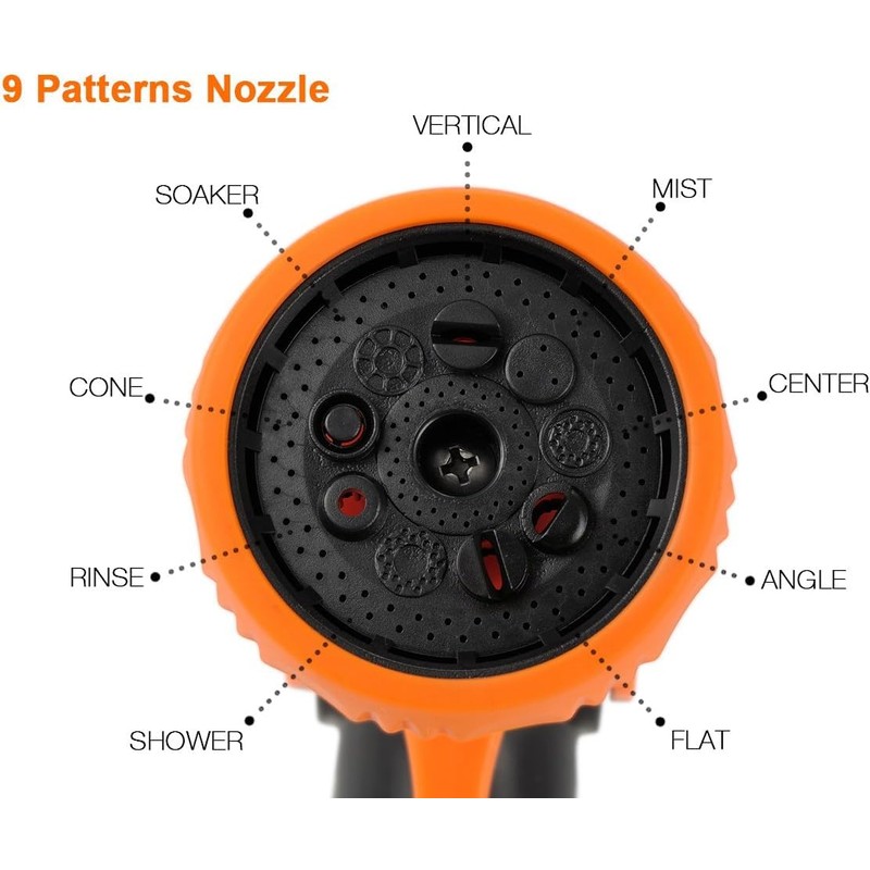 Giraffe Tools Garden Hose Nozzle 9 Adjustable Spray Modes Water