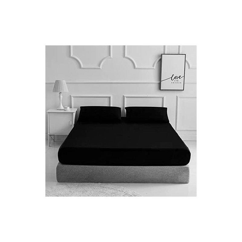 Plain Dyed Poly Cotton Fitted Sheet with Free Matching Pillowcase