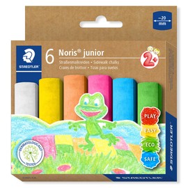 STAEDTLER 2365 C6 Noris Junior Jumbo Outdoor Washable Pavement Chalks - Assorted Colours (Pack of 6)