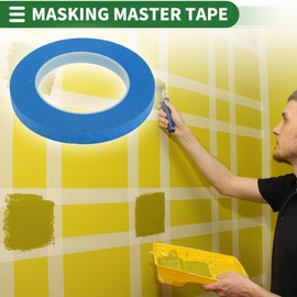 Motoforti Universal Painters Tape Masking Master Tape 5500x1.2x0.01cm / 60.15 Yards x 0.47 Inches x 140um Easy Removal Crepe Paper Blue 1 Pc