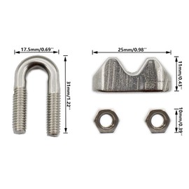 10PCS Wire Cable Clamps,TTZEZE Stainless Steel Wire Rope Cable Clip Clamps Wire Rope Clamp U Bolt Saddle Fastener,Cable Clamps U-Bolts,Clothesline Tightener M6(1/4'')