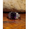 Amethyst Cushion Cut Lab Created Amethyst Cocktail Ring CZ Accents