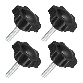sourcing map 4Pcs M6 x 25mm Star Knobs, Plastic Hex Shaped Clamping Knob Screw Hand Tightening Replacement Knob for Umbrella Base Replacement knob
