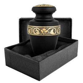Trupoint Memorials Serenity Black Beautiful Small Mini Keepsake Urn for Human Ashes - A Beautiful Urn to Honor Your Loved One Lost - Qnty 1 - with Velvet Bag