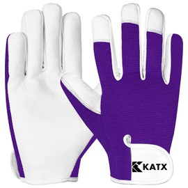 Katx Leather Gardening Gloves for Women and Men - Multipurpose Thorn Proof Garden Gloves - Ideal Gardening Gifts for Ladies and Men - by WFX (Small, Purple)