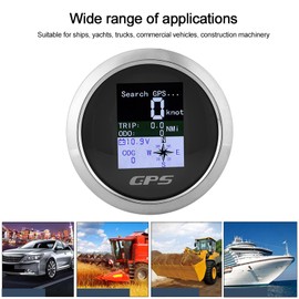 Car Speedometer, 85mm Speedometer GPS Car Boat Engineer Stainless Waterproof Digital Gauges Yachts Trucks Digital Speed Gauges (Face plate black)