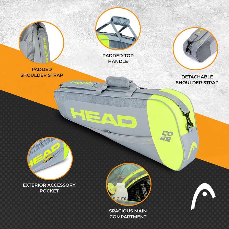 HEAD Core 3R Pro Tennis Racquet Bag, Holds 3 Racquets,