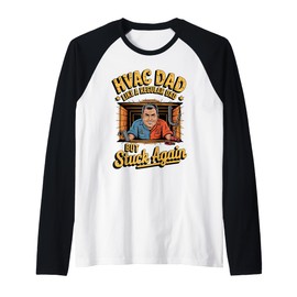 Funny HVAC Dad Stuck Again Toolbox Repair Crawl Space Raglan Baseball Tee