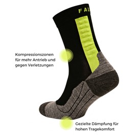 FALKE Womens Achilles Running Socks - Anti Blister, Cushioned, In Black or White, US sizes 5 to 10.5, 1 Pair