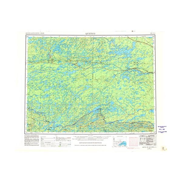 YellowMaps Quetico MN topo map, 1:250000 Scale, 1 X 2 Degree, Historical, 1957, Updated 1982, 22.4 x 27.9 in - Polypropylene