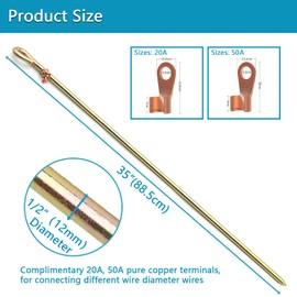 1/2" diameter, 35" long Portable Ground Rod -Minidodoca Grounding Pin with Ground Wire Lug | Great for Electric Fences,Fenerator,Antennas,Satellite Dishes,Ground Post Pin,Tie out Stake (Portable)