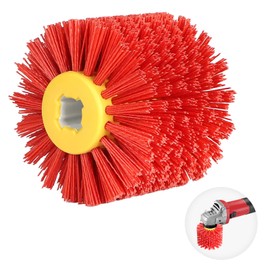 EXLECO Nylon Brush #240 Grit Sanding Brush for Satin Machine φ19 mm Bristle Brush Satin Roller Wire Drawing Wheel Polishing Brush Sanding Roller Brush Roller for Wood Processing Brush Sander (Red)