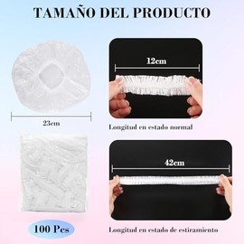 100 Pcs Gorros para Regadera,Gorro de Ducha Impermeable y Transparente,Elástico,Reutilizable y Grueso para Mujeres,Niñas y Niños,Ideal para Spas,Peluquerías,Viajes,Hoteles y Uso Doméstico