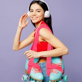 TIXIPEM Roller Skate Leash [1Pcs] - Adjustable Ski Boots Carrier Strap Use for Ski & Snowboard Boots & Yoga Mats - [Rose Red] Reusable Shoulder Sling Leash