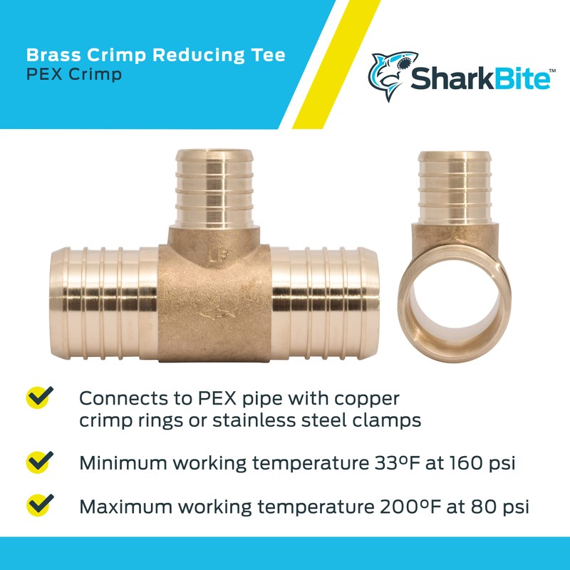 SharkBite 1-1/2 x 1-1/2 x 1 Inch Brass Crimp Reducing