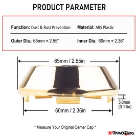 65mm(2.56in)/60mm(2.36in) Gold Car Wheel Center Hub Caps Set of 4 for Emotion XT7 TSW Wheel TE37 CE28N