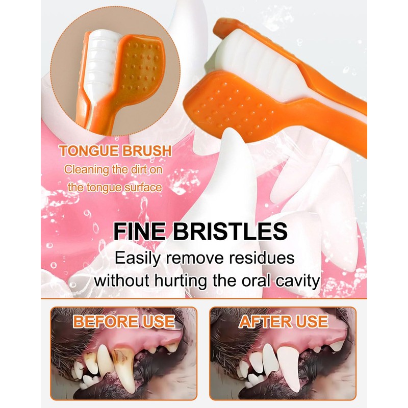 TPZORJX Hunde Zahnbürsten Set,3 Stück Dreifach Köpfe Hundezahnbürsten 3 Stück