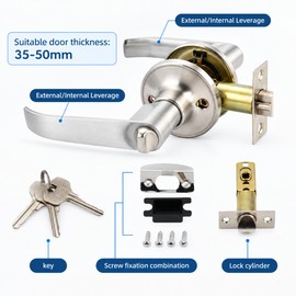 Keyed Door Handle Lock for Bedroom and Living Room Doors – Aluminum Alloy Lever Handle for Everyday Privacy