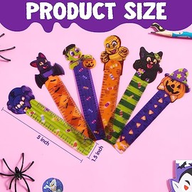 JOYIN - Paquete de 144 reglas marcadoras de Halloween para recuerdos de fiesta (6 diseños) con estampados temáticos de Halloween para decoraciones fes