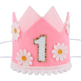 Gosknor First Birthday Hat, Cute Daisy First Birthday Hat with Fixed Rope Baby Girl First Birthday Hat Birthday Photo Props Perfect First Birthday Celebration Decorations