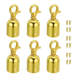 PATIKIL 0.8"x2" Stanchion Rope End Stopper, 6 Pack Cord End Caps Barrier Rope End Cap Snap Hooks for Crowd Control Queue Divider, Golden