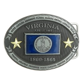 Virginia VA State Flag Western Metal Belt Buckle