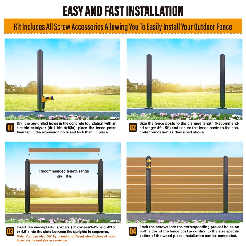 Wowace 4ft (H/48in) Heavy Duty Fence Post - Serial Post