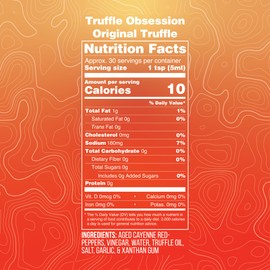 De Lux Farms-Truffle Obsession Gourmet Hot Sauce (Original, Mild Heat)-Kosher Certified Hot Sauce Made w/ Aged Cayenne Peppers and White Truffle Oil-Non GMO, Plant Based, Zero Sugar (5 oz, 1 Pack)