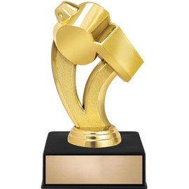 Crown Awards 6" Gold Coach Appreciation Whistle Award with Black Base