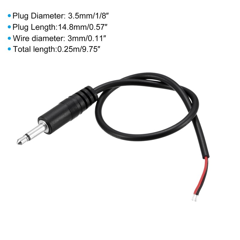 MECCANIXITY 3.5mm Male Plug to Bare Wire Open End TS
