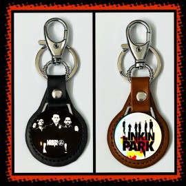 LINKIN PARK  NEW DIVIDE TWO LEATHER KEYCHAINS CONCERT GOOD AND GIFT