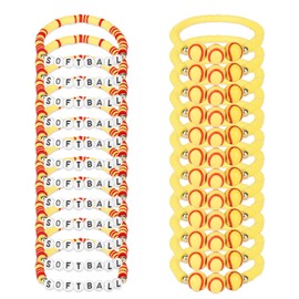 Mikovivi 24 Pack Softball Clay Beaded Bracelets, Stretchy Sports Charm Bracelets Bulk Party Favors Decorations Accessories for Women Men Adults Players Coaches Teams Fans Jewelry Gifts (Yellow, Red)