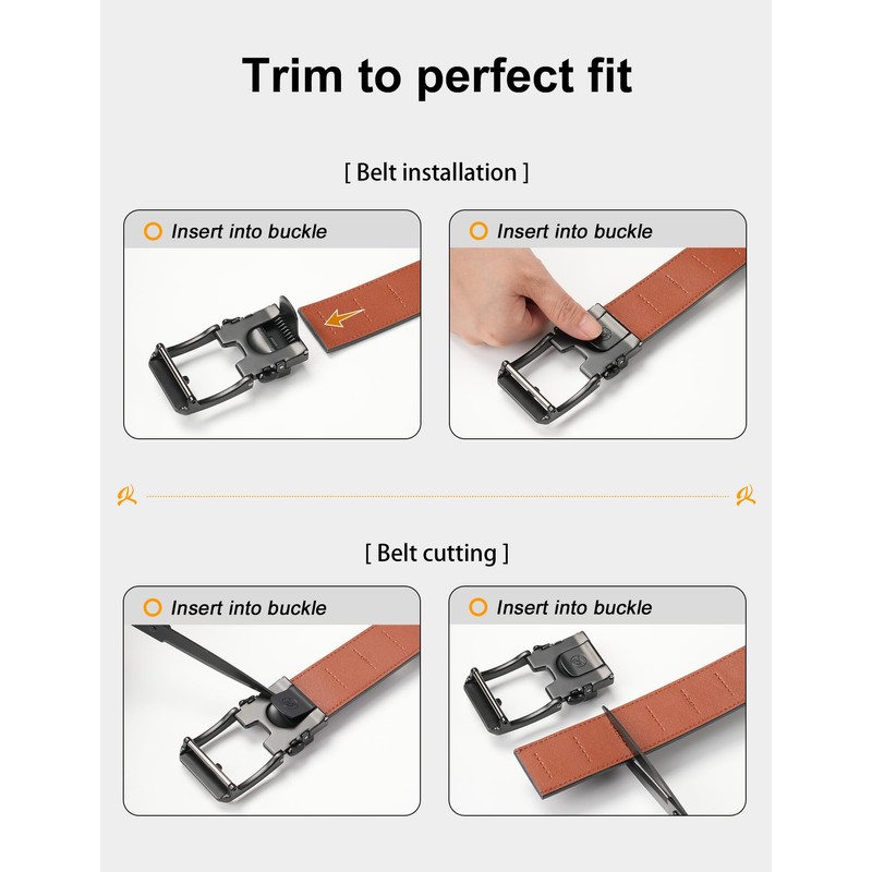 JUKMO 1.5" (38mm) Leather Ratchet Belt for Men in Gift