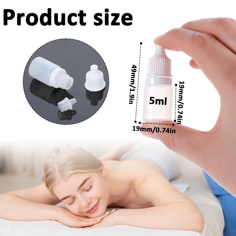 JJUNW 8Pcs Plastic Dropper Bottle, 5ml/0.17oz Eye Dropper Bottle Mini
