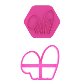 LissieLou Mini Floppy Bunny Ears Cookie Cutter and Stamp Easter Icing Stamp Fondant Embosser - Light Pink