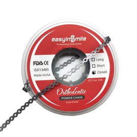 SNAWOP Dental Orthodontic Power Chain Multicolor Spool Elastic Rubber Bands for Teeth Braces (Short, Silver Gray)