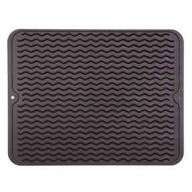 MicoYang Silicone Dish Drying Mat for Multiple Usage,Easy clean,Eco-friendly,Heat-resistant Silicone Mat for Kitchen Counter or Sink,Refrigerator or drawer liner Coffee L 16 inches x 12 inches
