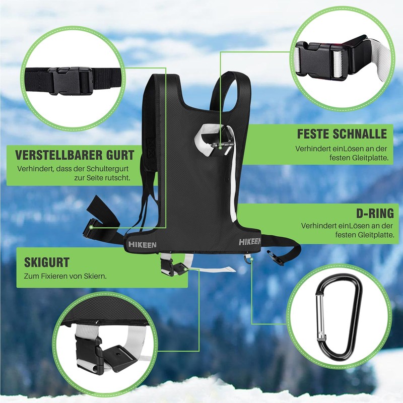 BOOSTEADY Ski and Snowboard Strap Washed Ski Carry Strap with