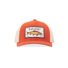 Bajio Brown Trout Patch Trucker Hat – King Sign Series Snapback for Freshwater Anglers, Mesh-Back Fly Fishing Cap with Embroidered Art, Rugged Headwear for Rivers, Cold Water & Mountain Streams