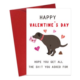 JUESMOS Happy Valentines Day Card for Husband Boyfriend Dog Lovers Funny Valentines Card from Wife Girlfriend Naughty Anniversary Birthday Card Gifts for Him Her